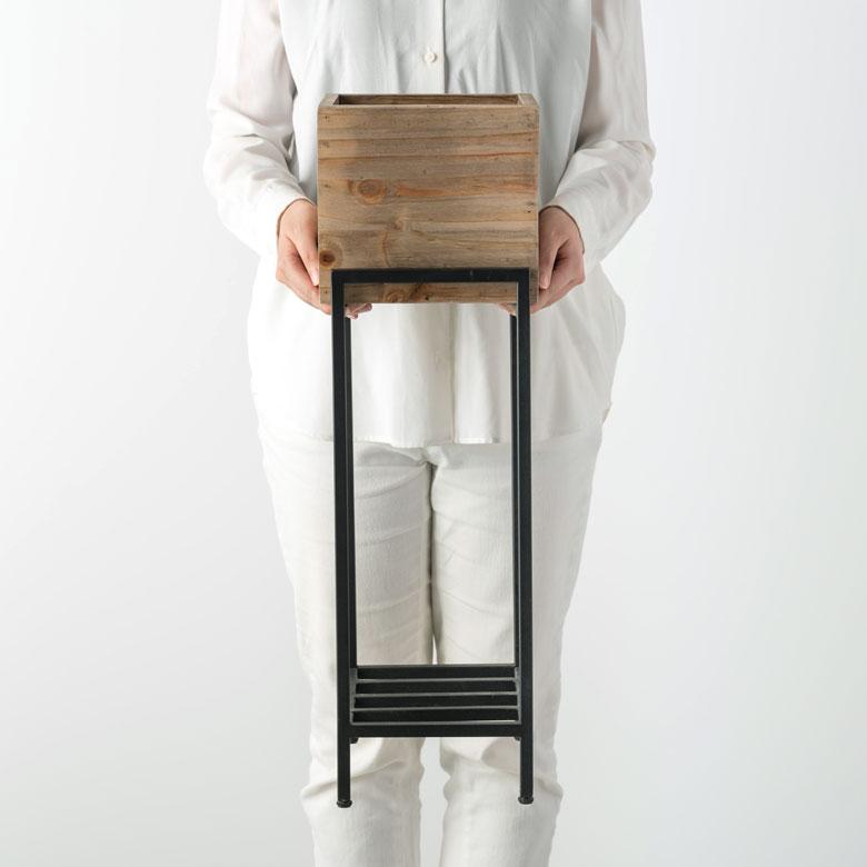 プランター スタンド カバー ラック 脚付き 木製 パイン材 トール 正方形 5号鉢対応 ボタニーク シェルフ フラワー 室内 おしゃれ 北欧 西海岸 51328 | ELEMENTS（インテリア） | 10