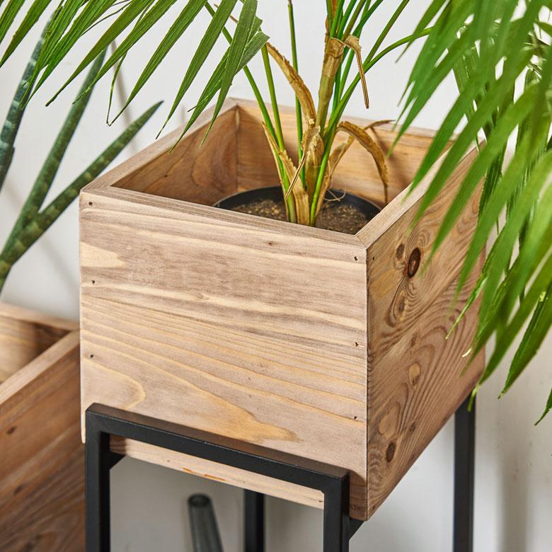 プランター スタンド カバー ラック 脚付き 木製 パイン材 トール 正方形 5号鉢対応 ボタニーク シェルフ フラワー 室内 おしゃれ 北欧 西海岸 51328 | ELEMENTS（インテリア） | 06