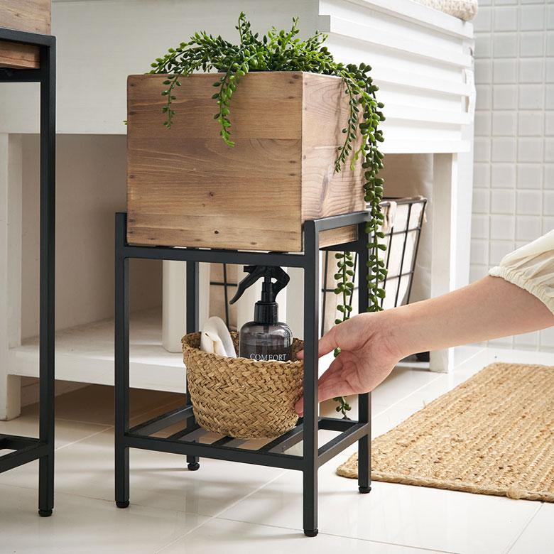 プランター スタンド カバー ラック 脚付き 木製 パイン材 トール 正方形 5号鉢対応 ボタニーク シェルフ フラワー 室内 おしゃれ 北欧 西海岸 51328 | ELEMENTS（インテリア） | 08
