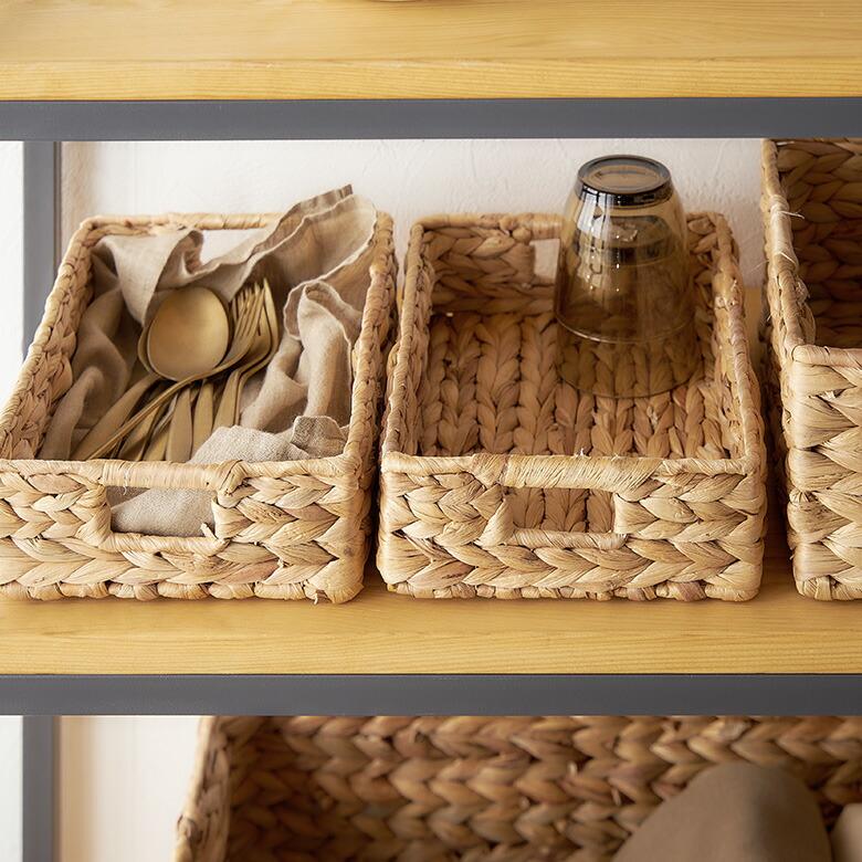 トレイ スクエア  S ウォーターヒヤシンス 取っ手付 デスク 食器 収納 トレー お盆 バスケット おしゃれ 北欧 韓国 インテリア 西海岸 51329 | ELEMENTS（インテリア） | 01