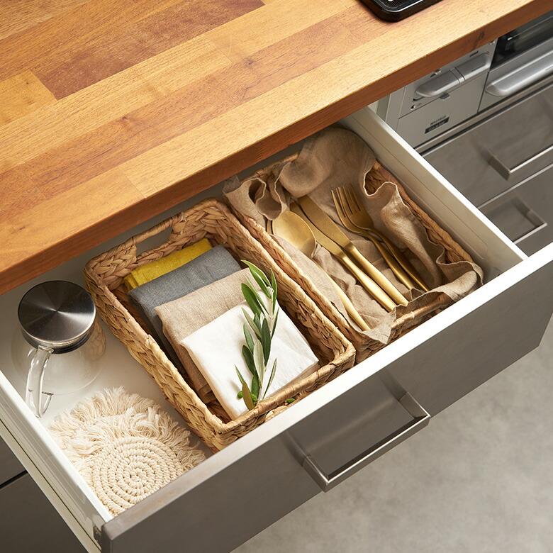 トレイ スクエア  S ウォーターヒヤシンス 取っ手付 デスク 食器 収納 トレー お盆 バスケット おしゃれ 北欧 韓国 インテリア 西海岸 51329 | ELEMENTS（インテリア） | 07