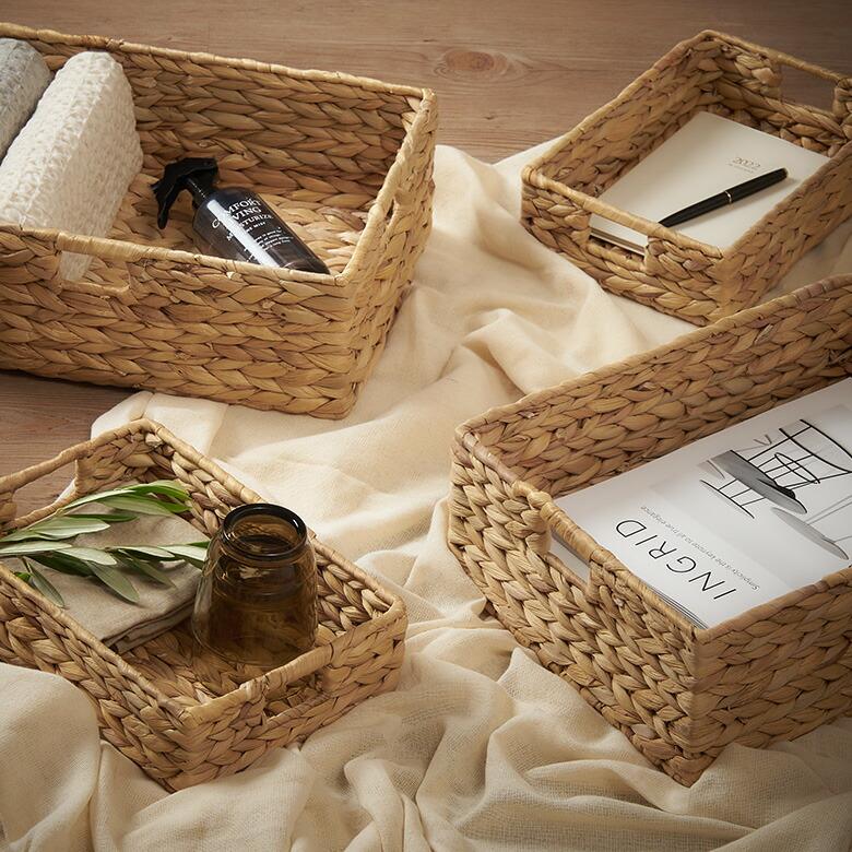 トレイ スクエア L ウォーターヒヤシンス 持ち手付 デスク 食器 収納 トレー お盆 バスケット おしゃれ 北欧 韓国 インテリア 西海岸 51330 | ELEMENTS（インテリア） | 10