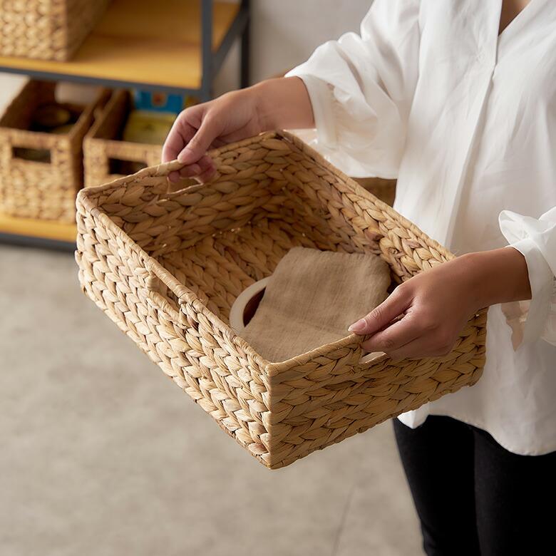 トレイ スクエア L ウォーターヒヤシンス 持ち手付 デスク 食器 収納 トレー お盆 バスケット おしゃれ 北欧 韓国 インテリア 西海岸 51330 | ELEMENTS（インテリア） | 04