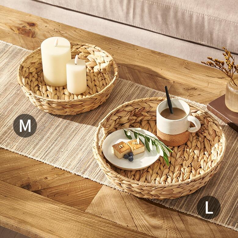 トレイ ラウンド  M ウォーターヒヤシンス 取っ手付 ラウンドトレー お盆 パン 入れ パン用バスケット 北欧 韓国 インテリア 西海岸 51331 | ELEMENTS（インテリア） | 10