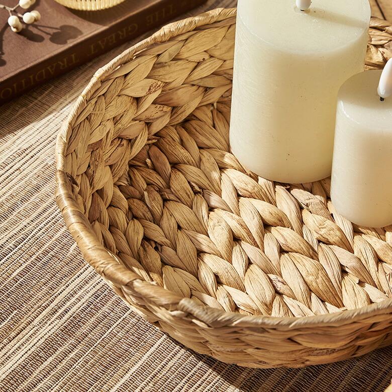 トレイ ラウンド  M ウォーターヒヤシンス 取っ手付 ラウンドトレー お盆 パン 入れ パン用バスケット 北欧 韓国 インテリア 西海岸 51331 | ELEMENTS（インテリア） | 12