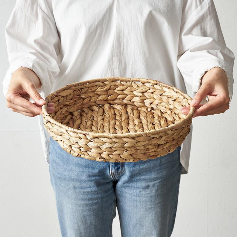 トレイ ラウンド L ウォーターヒヤシンス 持ち手付 ラウンドトレー お盆 パン 入れ パン用バスケット 北欧 韓国 インテリア 西海岸 51332 | ELEMENTS（インテリア） | 13