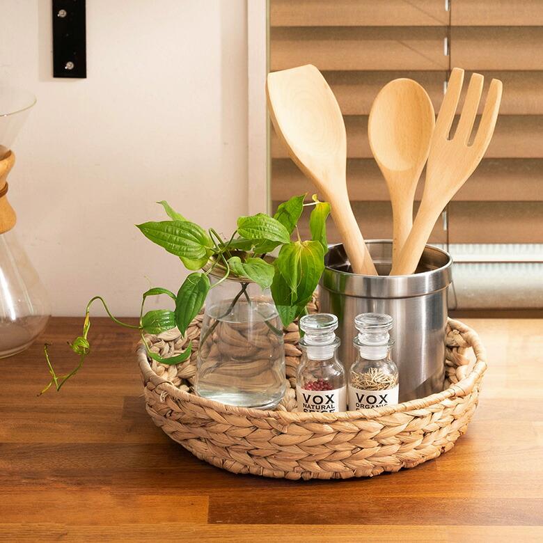 トレイ ラウンド L ウォーターヒヤシンス 持ち手付 ラウンドトレー お盆 パン 入れ パン用バスケット 北欧 韓国 インテリア 西海岸 51332 | ELEMENTS（インテリア） | 01