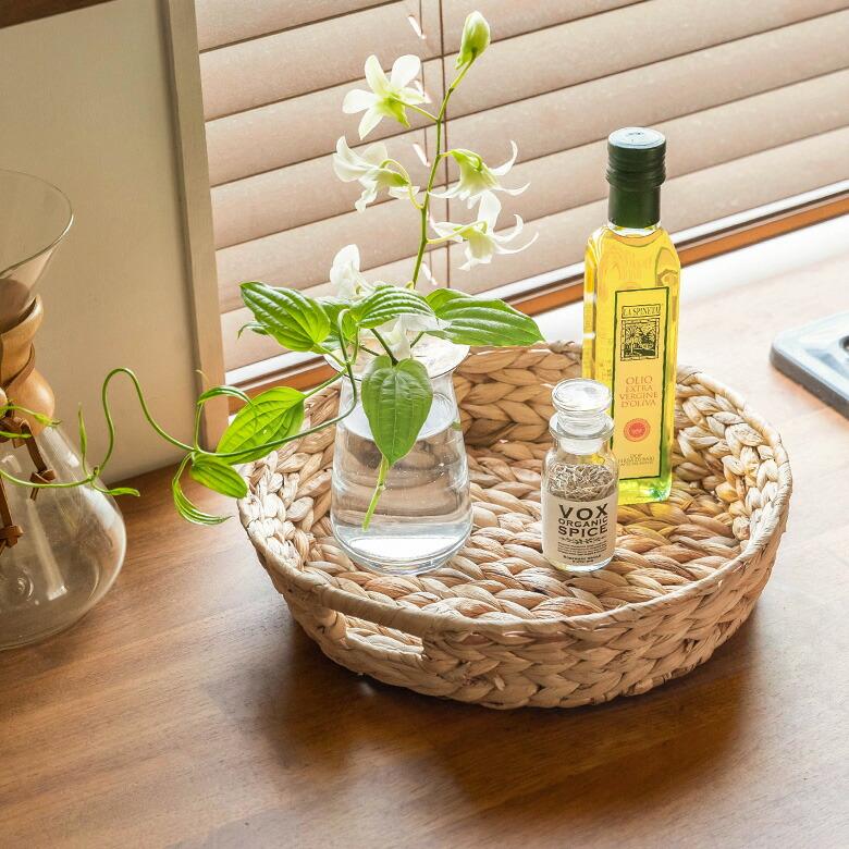 トレイ ラウンド L ウォーターヒヤシンス 持ち手付 ラウンドトレー お盆 パン 入れ パン用バスケット 北欧 韓国 インテリア 西海岸 51332 | ELEMENTS（インテリア） | 06