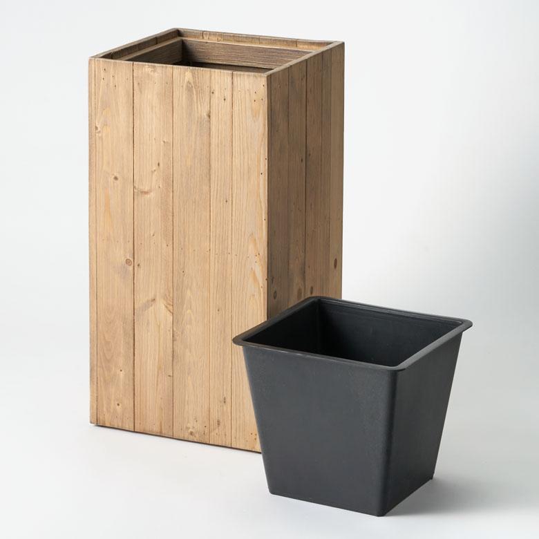 プランター カバー ウッド ボックス ウッド スクエア トール Mサイズ 7号用 インナーポット付き 底穴なし 約 W 33.5cm D 33.5cm H 65cm 植木鉢 l-51 | ブランド登録なし | 19