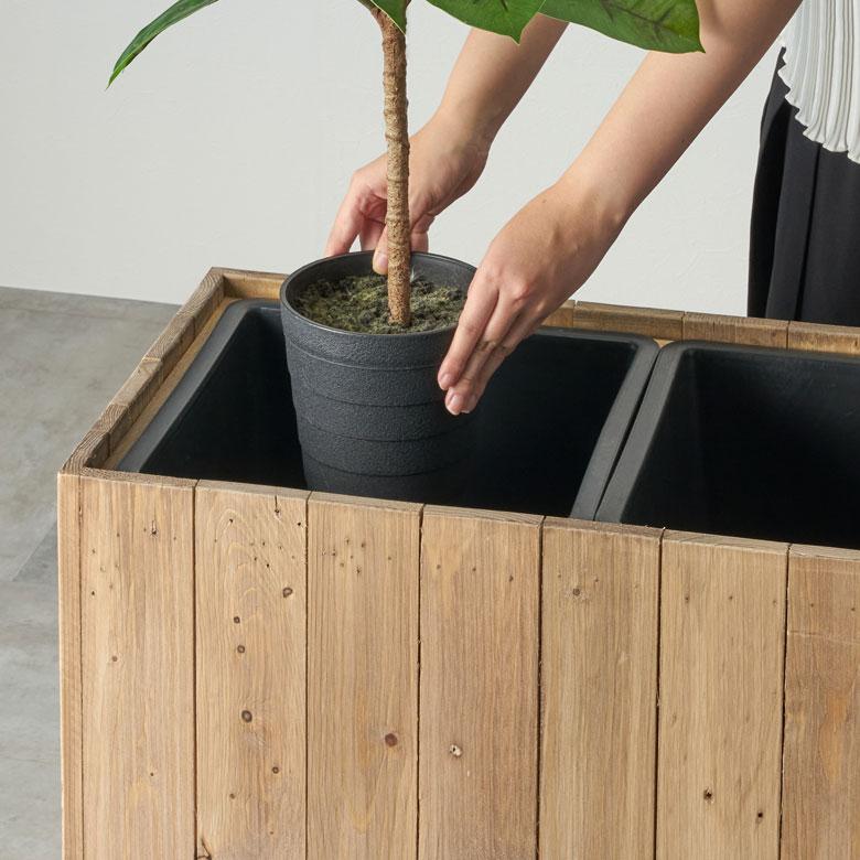 プランター カバー ウッド ボックス スクエア トール Mサイズ 7号用 トリプル ワイド 幅広 インナーポット付き 高さ 65cm 植木 鉢 おしゃれ 北欧 西海岸 51338 | ブランド登録なし | 12