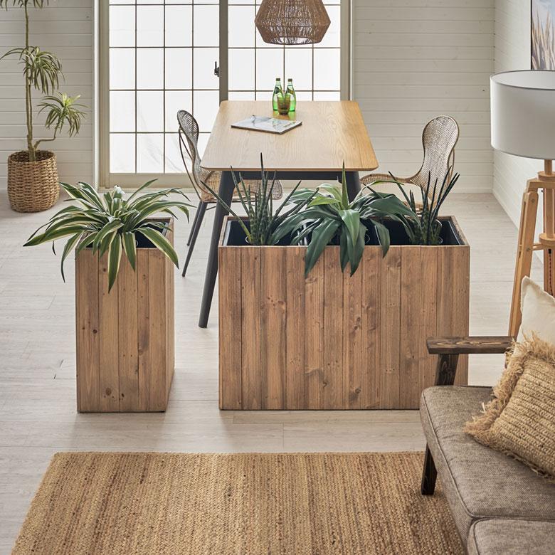 プランター カバー ウッド ボックス スクエア トール Mサイズ 7号用 トリプル ワイド 幅広 インナーポット付き 高さ 65cm 植木 鉢 おしゃれ 北欧 西海岸 51338 | ブランド登録なし | 06