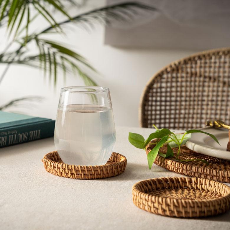 コースター ラタン 籐 約 直径 10cm トレイ トレー 小物 入れ 置き アクセサリー ピアス おしゃれ 北欧 リゾート 雑貨 インテリア 西海岸 メール便対応 51343 | ELEMENTS（インテリア） | 10