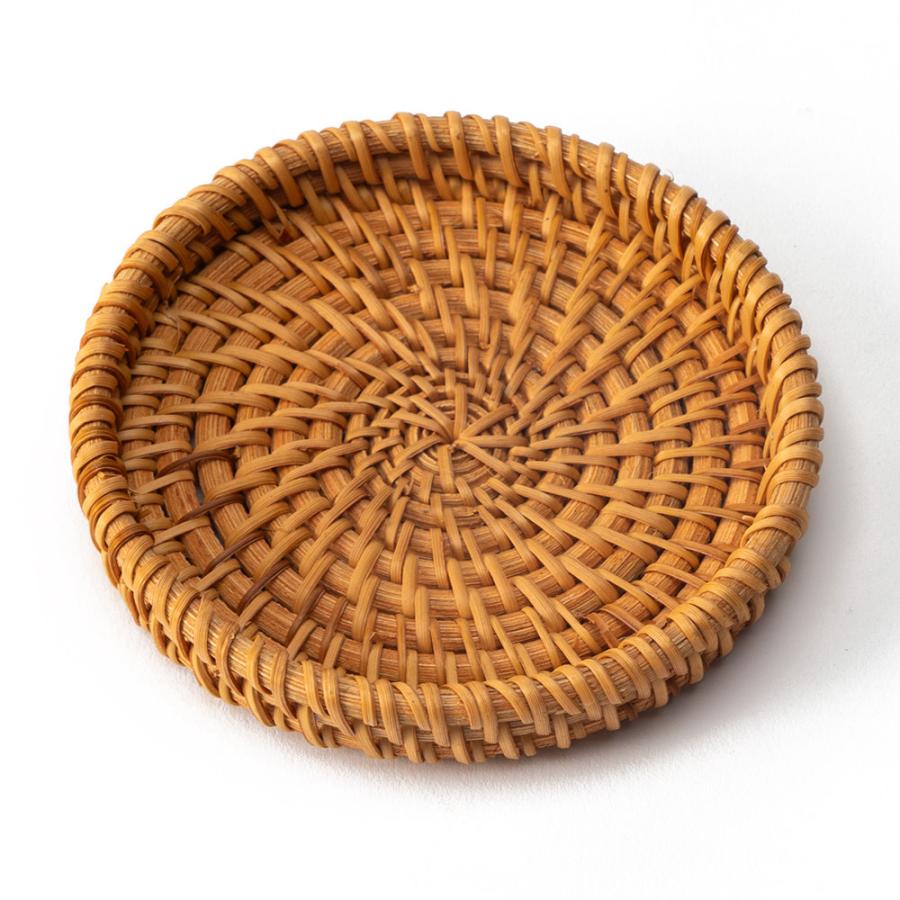 コースター ラタン 籐 約 直径 10cm トレイ トレー 小物 入れ 置き アクセサリー ピアス おしゃれ 北欧 リゾート 雑貨 インテリア 西海岸 メール便対応 51343 | ELEMENTS（インテリア） | 20