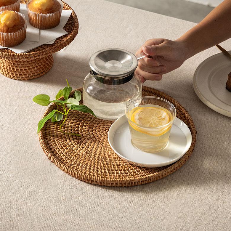 トレイ ラタン 籐 約 直径 27cm トレー デコレーション ディスプレイ カフェ ティー コーヒー ミニ おしゃれ 北欧 リゾート 雑貨 インテリア 西海岸 51345 | ELEMENTS（インテリア） | 11