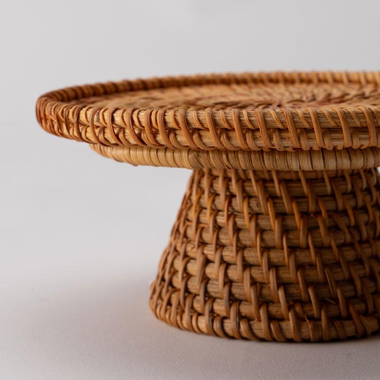 ケーキ スタンド ラタン 籐 約 直径 16cm Sサイズ お菓子 トレイ トレー 台 皿 コンポート クリスマス おしゃれ 北欧 リゾート 雑貨 インテリア 西海岸 51346 | ELEMENTS（インテリア） | 18