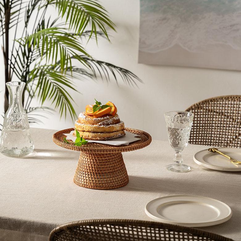 ケーキ スタンド ラタン 籐 約 直径 27cm Lサイズ お菓子 トレイ トレー 台 皿 コンポート クリスマス おしゃれ 北欧 リゾート 雑貨 インテリア 西海岸 51348 | ELEMENTS（インテリア） | 10