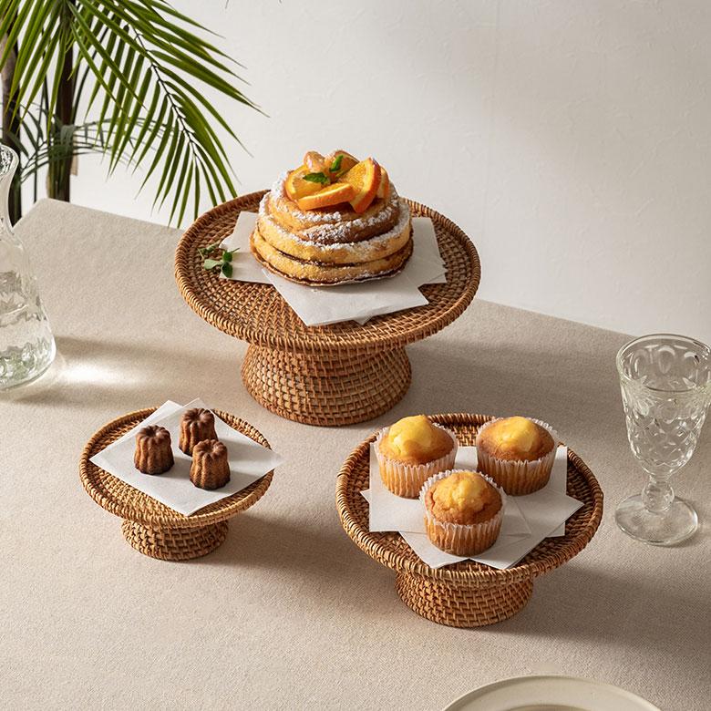ケーキ スタンド ラタン 籐 約 直径 27cm Lサイズ お菓子 トレイ トレー 台 皿 コンポート クリスマス おしゃれ 北欧 リゾート 雑貨 インテリア 西海岸 51348 | ELEMENTS（インテリア） | 13