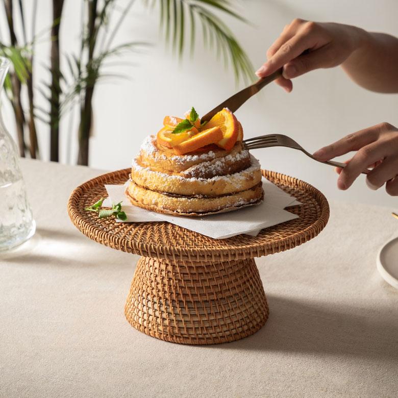 ケーキ スタンド ラタン 籐 約 直径 27cm Lサイズ お菓子 トレイ トレー 台 皿 コンポート クリスマス おしゃれ 北欧 リゾート 雑貨 インテリア 西海岸 51348 | ELEMENTS（インテリア） | 09