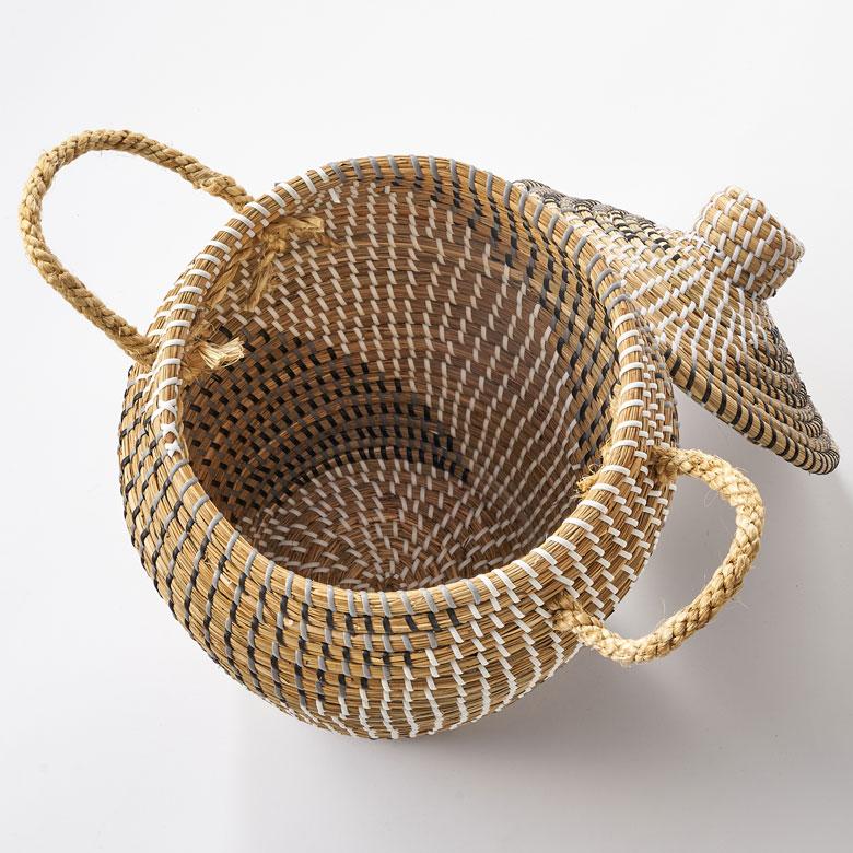 バスケット ふた 持ち手 付き かご シーグラス 高さ 60cm 収納 セネガル ダスト ボックス 荷物 入れ おしゃれ 北欧  リゾート 雑貨 インテリア 西海岸 51354 | ELEMENTS（インテリア） | 15