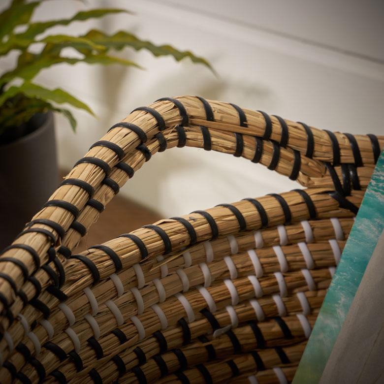 バスケット 持ち手 付き かご シーグラス 高さ 20cm 収納 セネガル ランドリー 洗濯物 荷物 入れ おしゃれ 北欧  リゾート 雑貨 インテリア 西海岸 51356 | ELEMENTS（インテリア） | 19