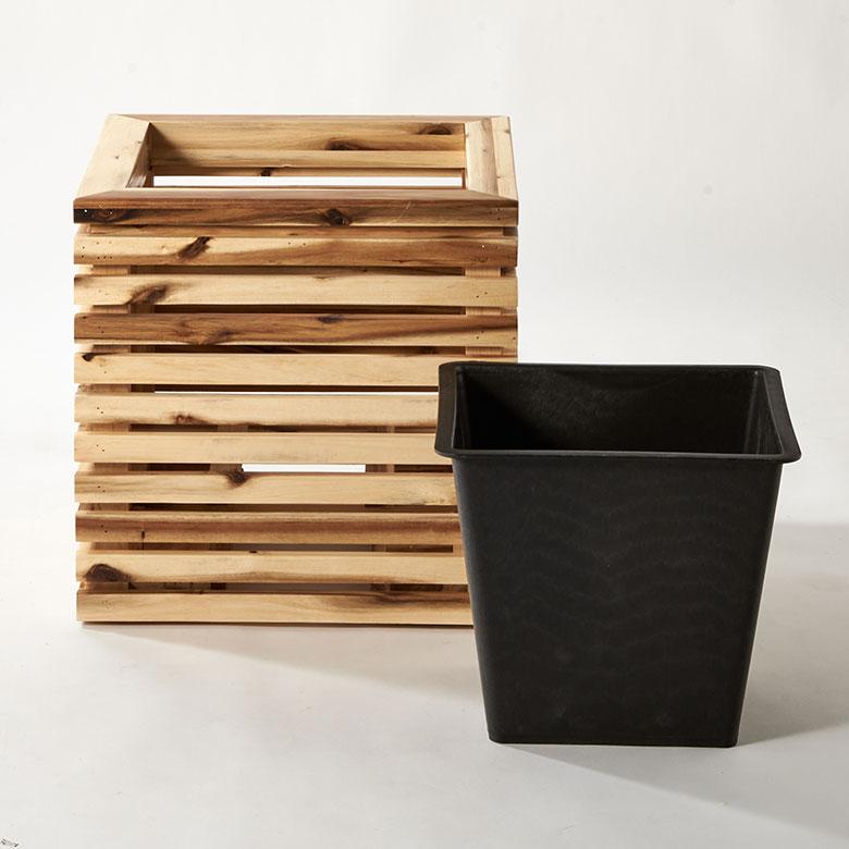 プランター カバー ボックス ウッド 天然 木 製 Mサイズ 7号用 インナー ポット 付 正方形 植木 鉢 テラス 玄関 おしゃれ 北欧 雑貨 インテリア 西海岸 51363 | ブランド登録なし | 16