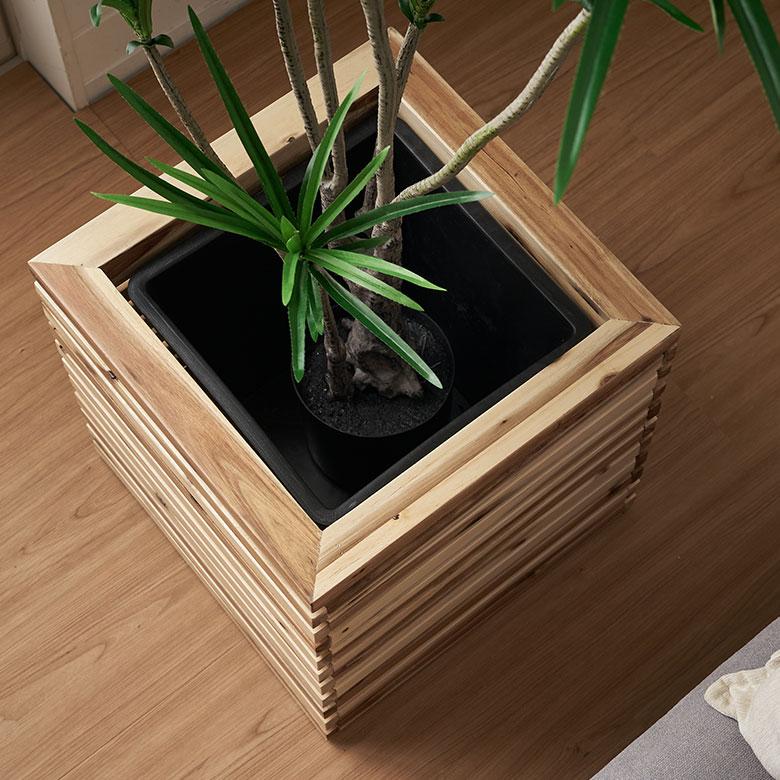 プランター カバー ボックス ウッド 天然 木 製 Mサイズ 7号用 インナー ポット 付 正方形 植木 鉢 テラス 玄関 おしゃれ 北欧 雑貨 インテリア 西海岸 51363 | ブランド登録なし | 10