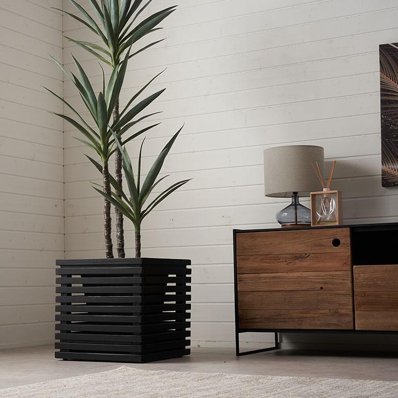 プランター カバー ボックス ウッド 天然 木 製 Mサイズ 7号用 インナー ポット 付 正方形 植木 鉢 テラス 玄関 おしゃれ 北欧 雑貨 インテリア 西海岸 51363 | ブランド登録なし | 11