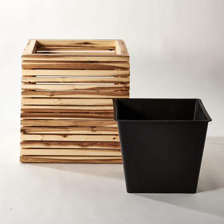 プランター カバー ボックス ウッド 天然 木 製 Lサイズ 10号用
