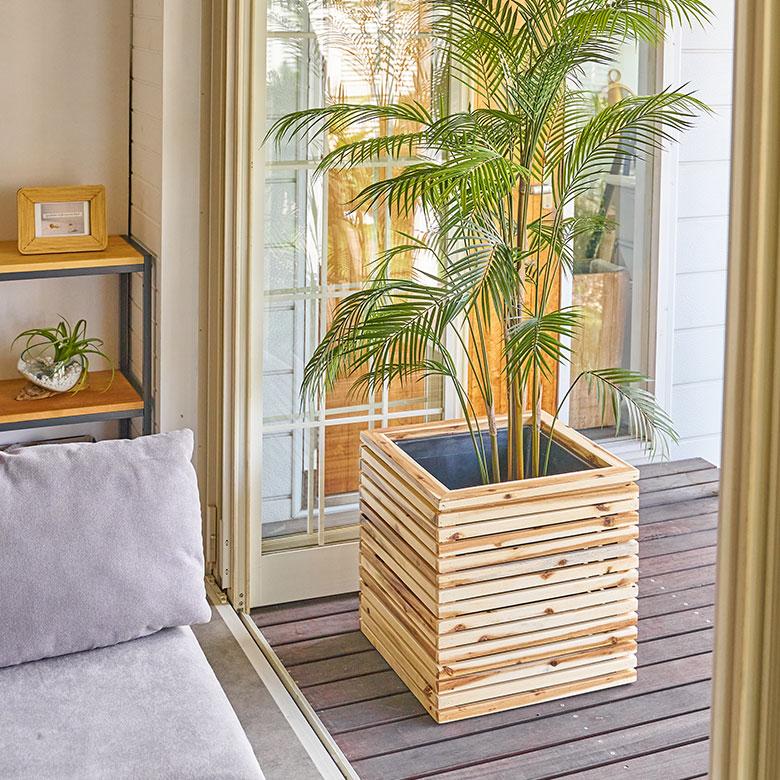 ❗️ナチュラルウッド 円筒形プランターカバー　モザイク　XL elements_51283