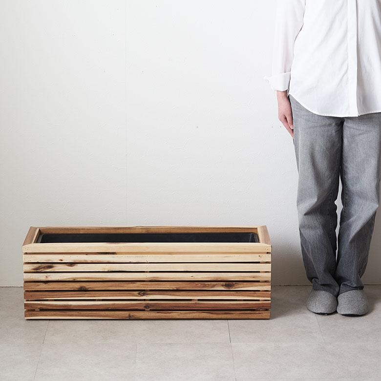 プランター カバー ボックス ウッド 天然 木 製 Lサイズ 5号用 インナー ポット 付 長方形 植木 鉢 テラス 玄関 おしゃれ 北欧 雑貨 インテリア 西海岸 51366 | ブランド登録なし | 15