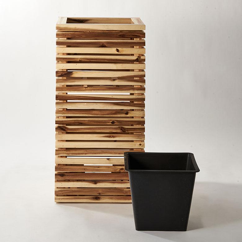 プランター カバー ボックス ウッド 天然 木 製 Mサイズ 7号用 インナー ポット 付 正方形 植木 鉢 テラス 玄関 おしゃれ 北欧 雑貨 インテリア 西海岸 51368 | ブランド登録なし | 16