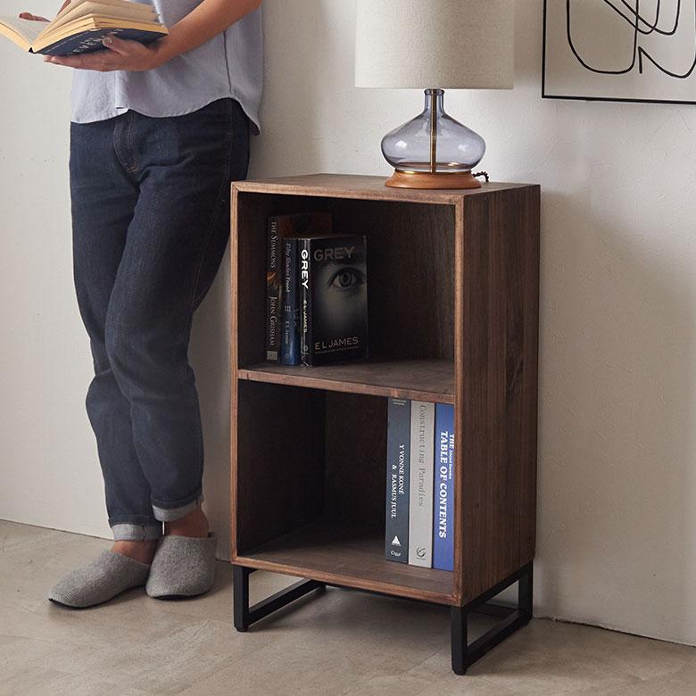 完成品 本棚 スリム 木製 2段 棚 ブック シェルフ ラック 書棚 雑誌 収納 本 収納棚 おしゃれ 低い おしゃれ 北欧 家具 インテリア 西海岸風 サーフ 51371 | ELEMENTS（インテリア） | 04