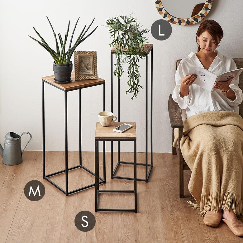 フラワー スタンド プランター 木製 アイアン Mサイズ 高さ 約 75cm シェルフ ラック テーブル 飾り棚 花台 ミニ アルコール おしゃれ 北欧 家具 西海岸 513 | ブランド登録なし | 07