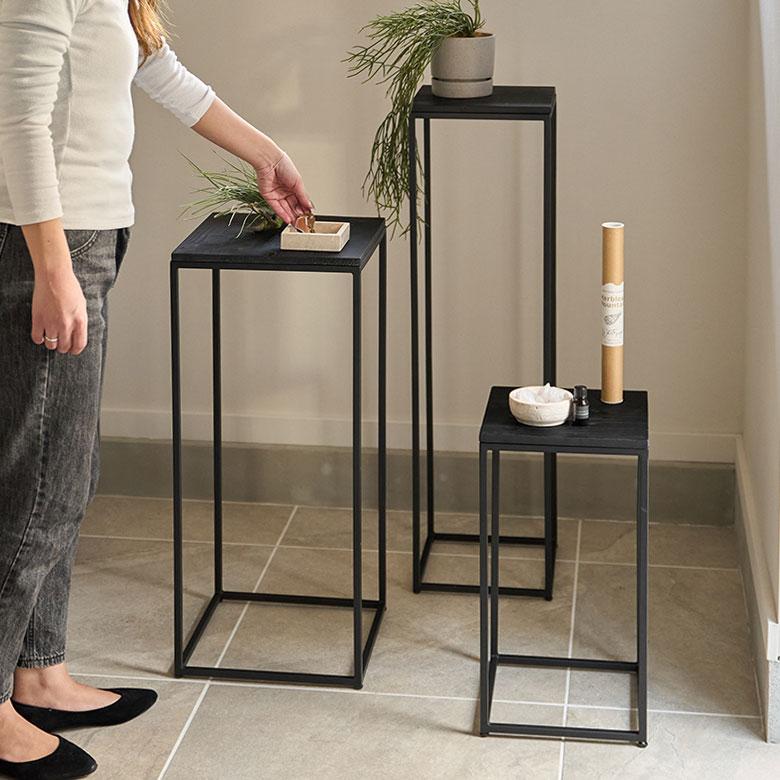 フラワー スタンド プランター 木製 アイアン Mサイズ 高さ 約 75cm シェルフ ラック テーブル 飾り棚 花台 ミニ アルコール おしゃれ 北欧 家具 西海岸 513 | ブランド登録なし | 10