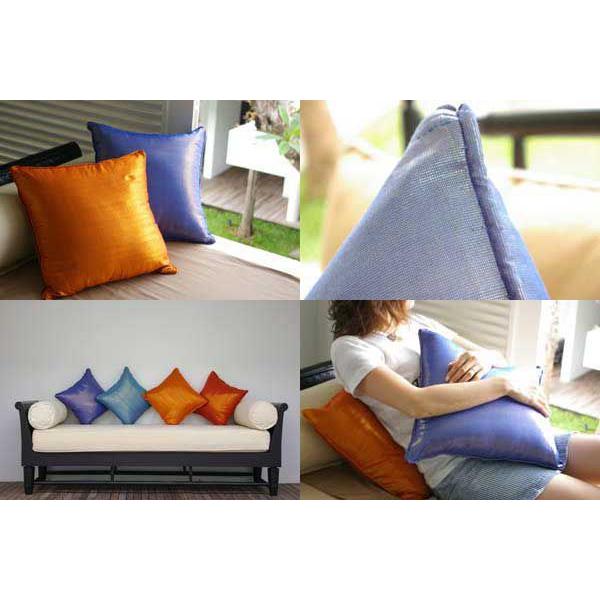 クッションカバー アジアン 40×40cm おしゃれ 正方形 椅子 クッション アジアン雑貨 バリ雑貨 スカイブルー 青 アジア工房 5363 | ブランド登録なし | 03