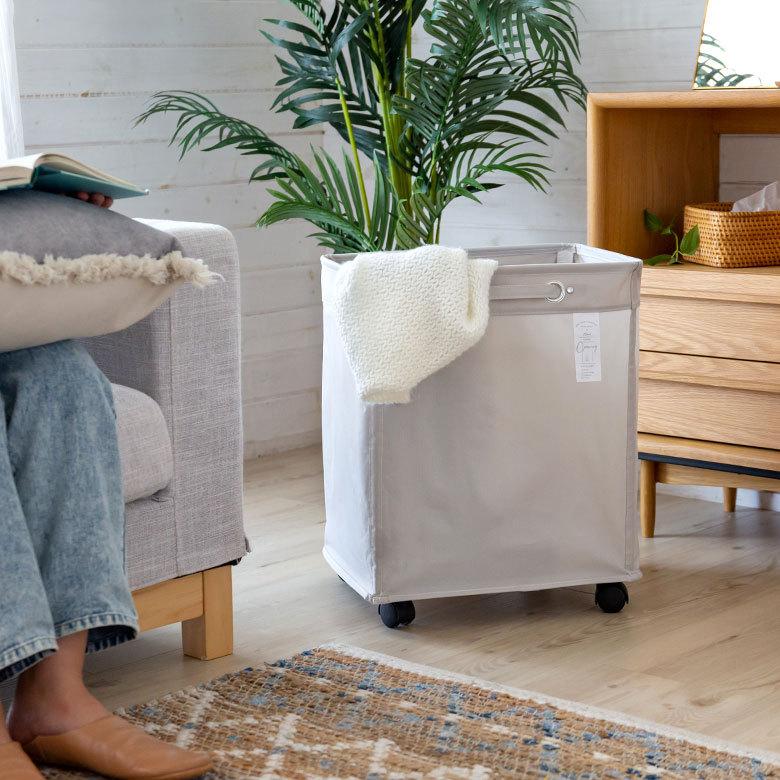ランドリー バスケット ボックス ワゴン キャスター付き 脱衣 洗濯 かご  収納 洗濯物入れ 大容量  シンプル おしゃれ 北欧 ナチュラル 西海岸 60102 | ELEMENTS（インテリア） | 12