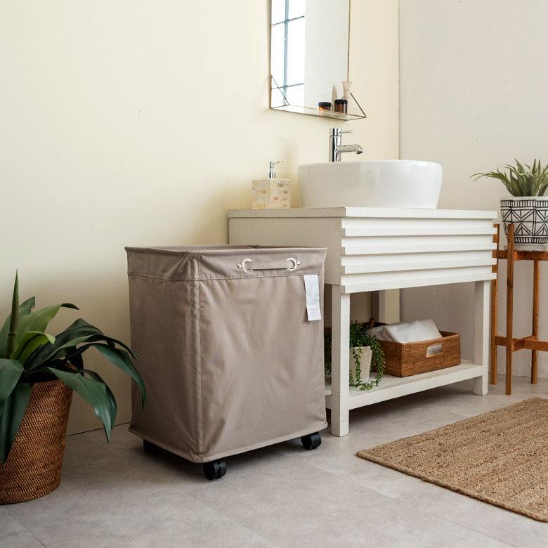 ランドリー バスケット ボックス ワゴン キャスター付き 脱衣 洗濯 かご  収納 洗濯物入れ 大容量  シンプル おしゃれ 北欧 ナチュラル 西海岸 60102 | ELEMENTS（インテリア） | 09