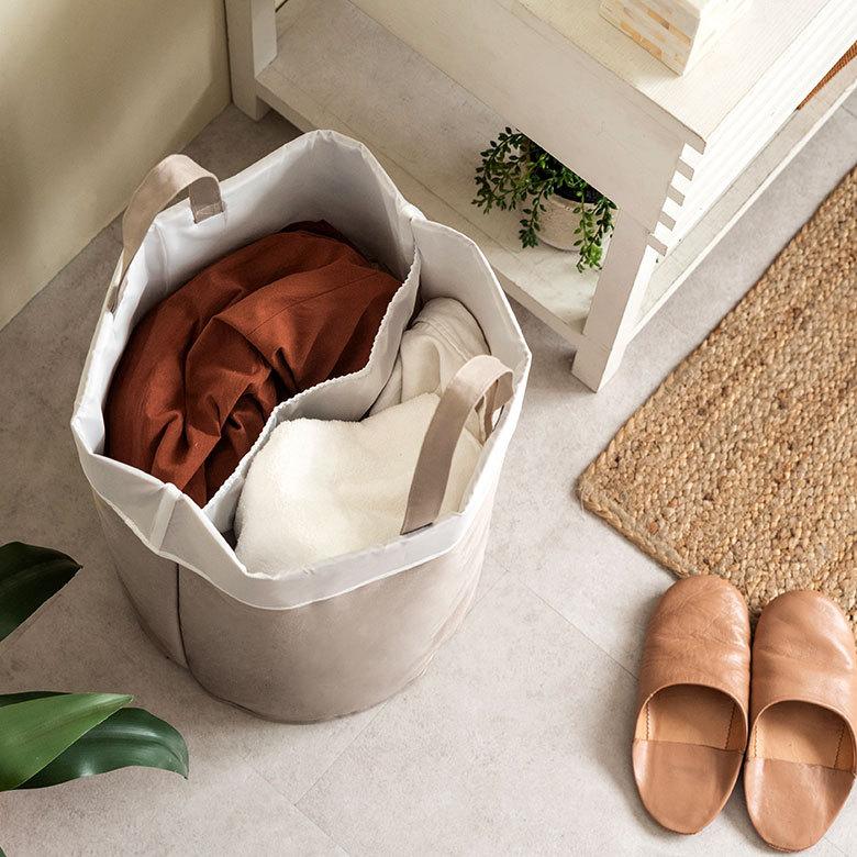 ランドリー バッグ バック バスケット バッグタイプ 脱衣 洗濯 かご  収納 洗濯物入れ 大容量  シンプル おしゃれ 北欧 ナチュラル 西海岸 60103 | ELEMENTS（インテリア） | 05