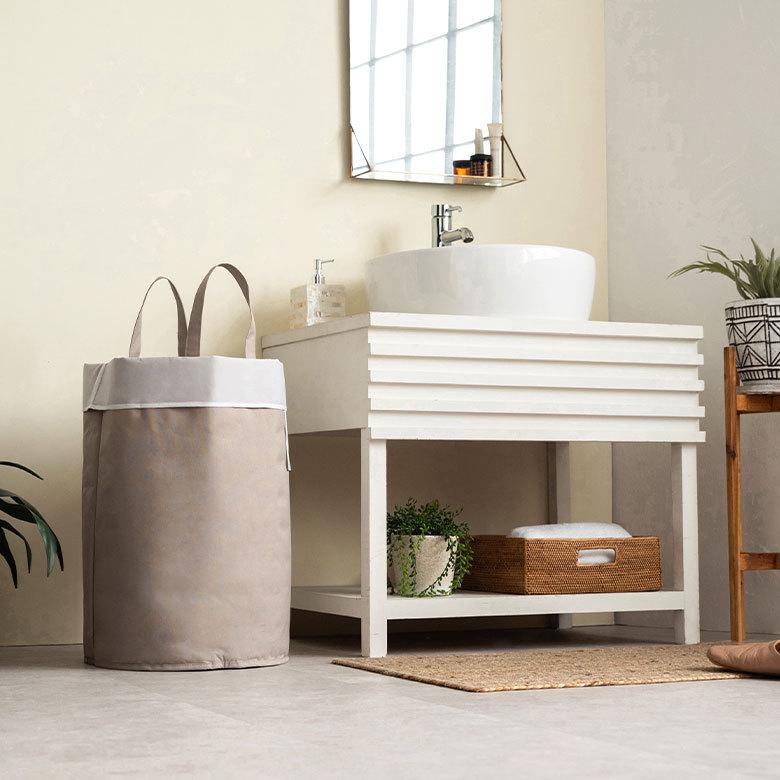 ランドリー バッグ バック バスケット バッグタイプ 脱衣 洗濯 かご  収納 洗濯物入れ 大容量  シンプル おしゃれ 北欧 ナチュラル 西海岸 60103 | ELEMENTS（インテリア） | 09