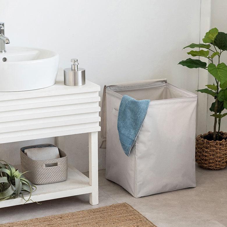 ランドリー バスケット ボックス ワゴン ふた付き 蓋付き 脱衣 洗濯 かご  収納 洗濯物入れ 大容量  シンプル おしゃれ 北欧 ナチュラル 西海岸 60105 | ELEMENTS（インテリア） | 06