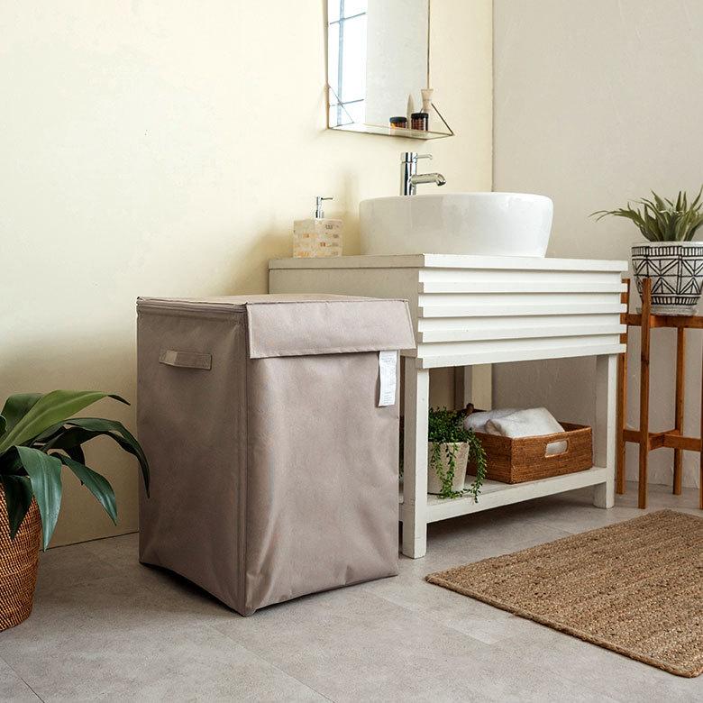 ランドリー バスケット ボックス ワゴン ふた付き 蓋付き 脱衣 洗濯 かご  収納 洗濯物入れ 大容量  シンプル おしゃれ 北欧 ナチュラル 西海岸 60105 | ELEMENTS（インテリア） | 10