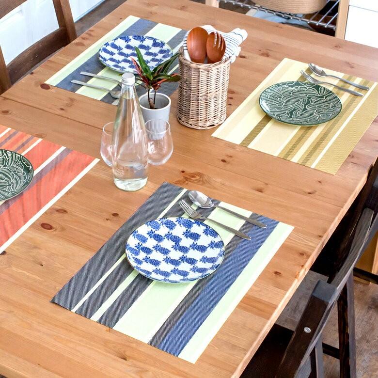 ランチョンマット プレースマット 子供 おしゃれ ボーダー柄 水洗い スクエア 1枚 ランチマット キッズ キッチン用品 6029 | ブランド登録なし | 01