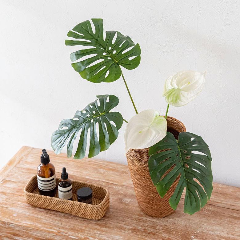 観葉植物 フェイクグリーン モンステラリーフ Mサイズ 造花 グリーン アートフラワー インテリア 雑貨 ハワイアン ナチュラル エスニック アジア工房 61400 | ブランド登録なし | 03