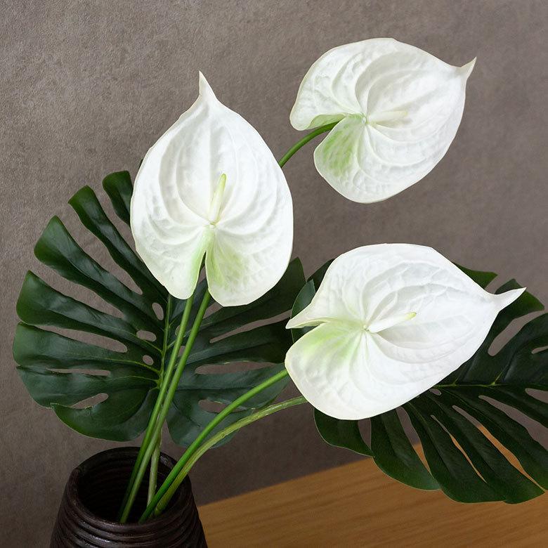 造花 アンスリウム 観葉植物 フェイクグリーン 枝付き アジアン雑貨 花飾り 3色展開 6160 | ブランド登録なし | 01