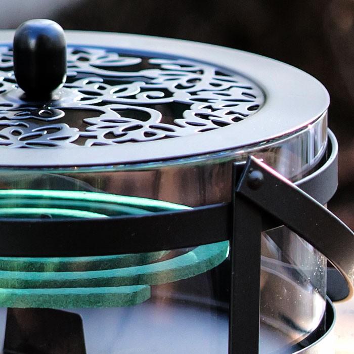 蚊取り線香ホルダー 蚊取り線香立て 蚊取り線香入れ おしゃれ 専用フタ 蚊取り線香 蚊遣り 蚊やり スチール製 ブラック 黒 ロータス柄 蓮 61911 | ブランド登録なし | 04