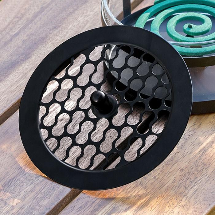 蚊取り線香ホルダー 専用蓋 フタ 蚊取り線香 おしゃれ ガラス スチ ル 黒 ブラック アウトドア 虫 除け 61912 | ELEMENTS（インテリア）