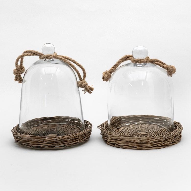 ガラスドーム バスケット トレイ付き ガラス フードストッカー ディスプレイケース テラリウム エアプランツ ガラスケース ショーケース キッチン用品 62150 | ブランド登録なし | 05