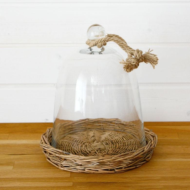 ガラスドーム バスケット トレイ付き ガラス フードストッカー ディスプレイケース テラリウム エアプランツ ガラスケース ショーケース キッチン用品 62150 | ブランド登録なし | 09