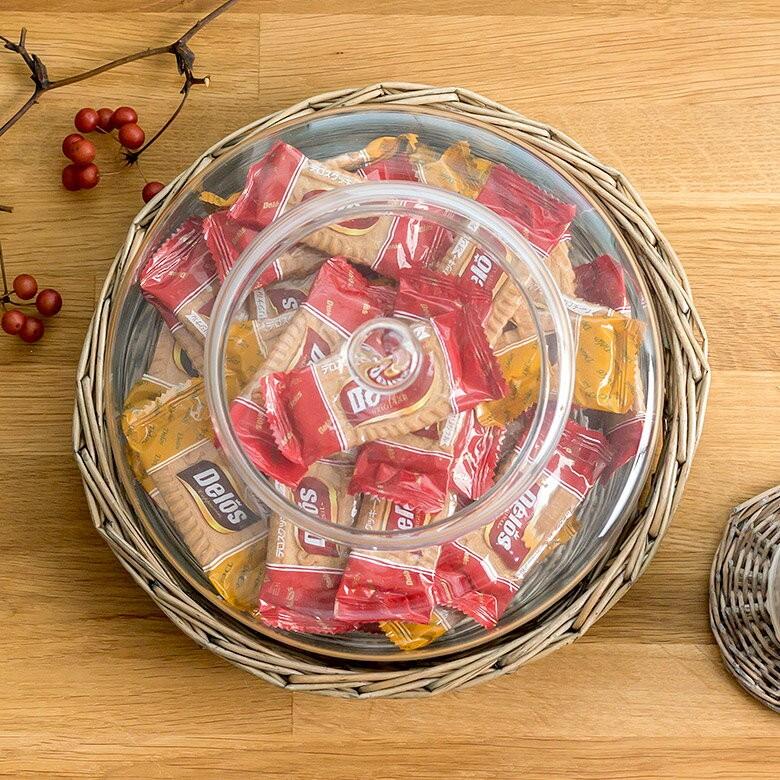 ガラスドーム バスケット トレイ付き テラリウム フタ付き ガラス キャニスター ディスプレイケースガラスケース ショーケース フタ付き キッチン用品 62180 | ブランド登録なし | 07