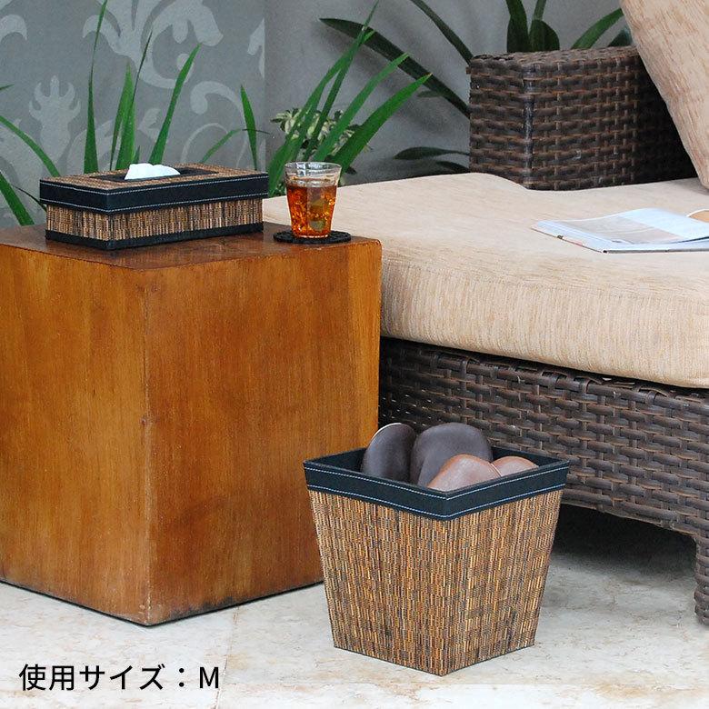 収納ボックス 収納 かご バスケット ごみ箱 パームリディ おしゃれ ダストボックス Lサイズ スリッパ 寝室 リビング 玄関 アジアン バリ 6222 | ブランド登録なし | 01